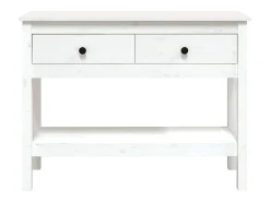 Mesa consola de madera maciza de pino blanco 100x35x75 cm