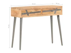 Mesa consola de madera maciza de acacia 90x30x75 cm