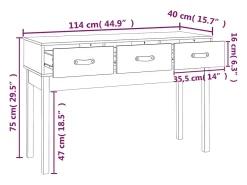 Mesa consola de madera maciza de pino marrón miel 114x40x75 cm