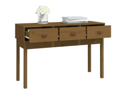 Mesa consola de madera maciza de pino marrón miel 114x40x75 cm