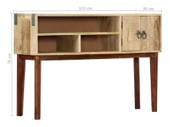 Mesa consola de madera maciza de mango rugosa 115x30x76 cm