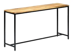 Mesa consola de madera maciza de mango en bruto 140x35x76 cm