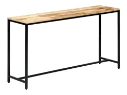 Mesa consola de madera maciza de mango en bruto 140x35x76 cm