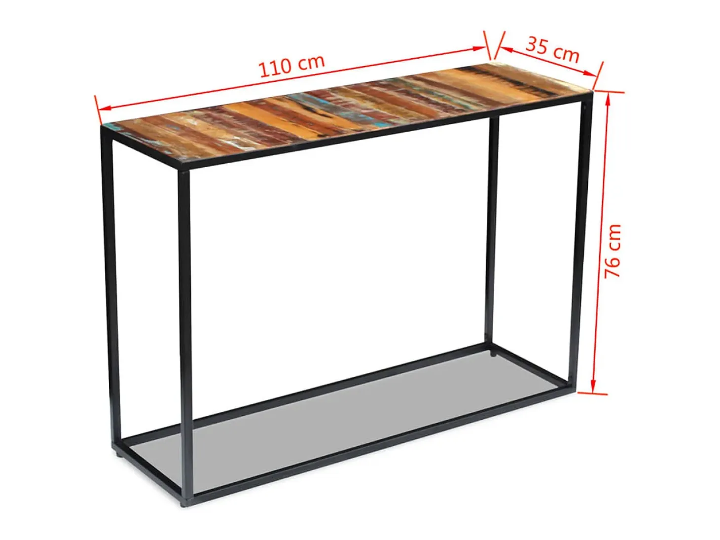 Mesa consola de madera maciza reciclada 110x35x76 cm