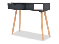 Mesa consola de madera maciza de pino 80x30x72 cm negra