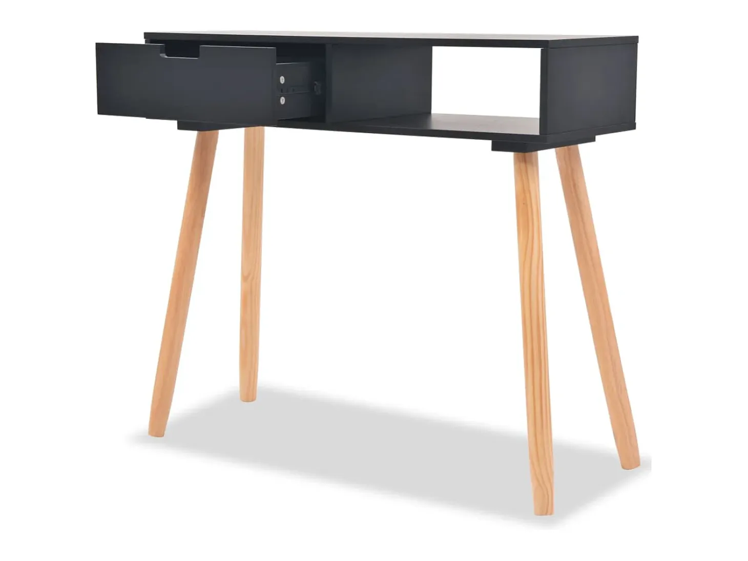 Mesa consola de madera maciza de pino 80x30x72 cm negra