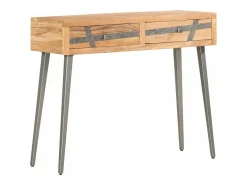 Mesa consola de madera maciza de acacia 90x30x75 cm