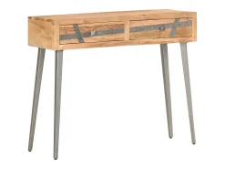 Mesa consola de madera maciza de acacia 90x30x75 cm