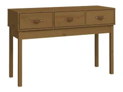 Mesa consola de madera maciza de pino marrón miel 114x40x75 cm ES792417