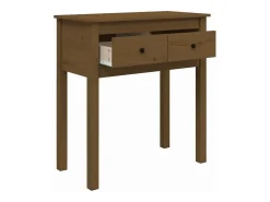 Mesa consola de madera maciza de pino marrón miel 70x35x75 cm