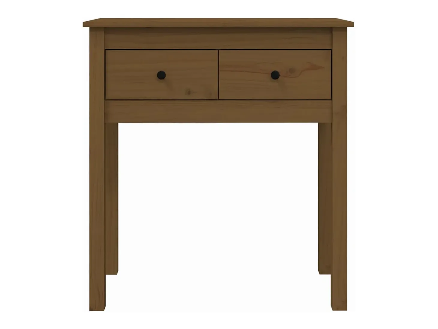 Mesa consola de madera maciza de pino marrón miel 70x35x75 cm