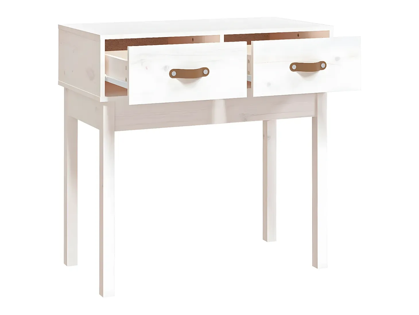 Mesa consola de madera maciza de pino blanco 76,5x40x75 cm ES139175