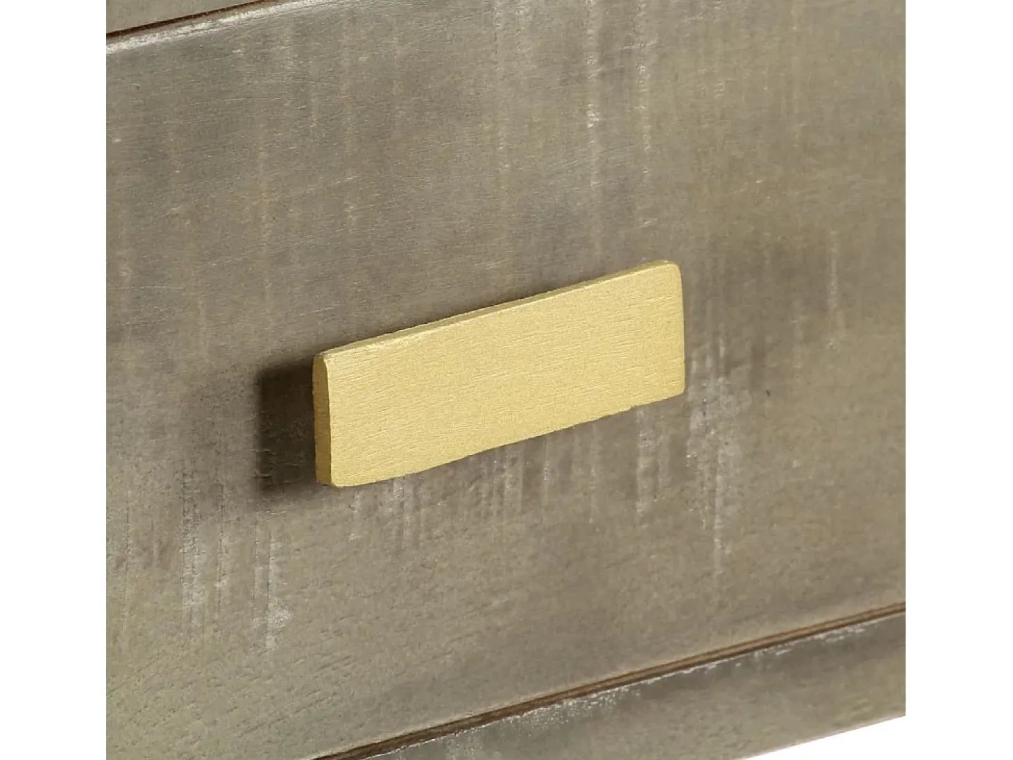 Mesa consola de madera mango maciza gris y latón 110x35x76 cm