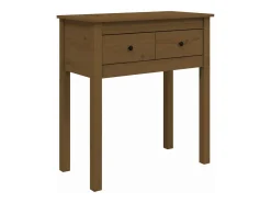 Mesa consola de madera maciza de pino marrón miel 70x35x75 cm