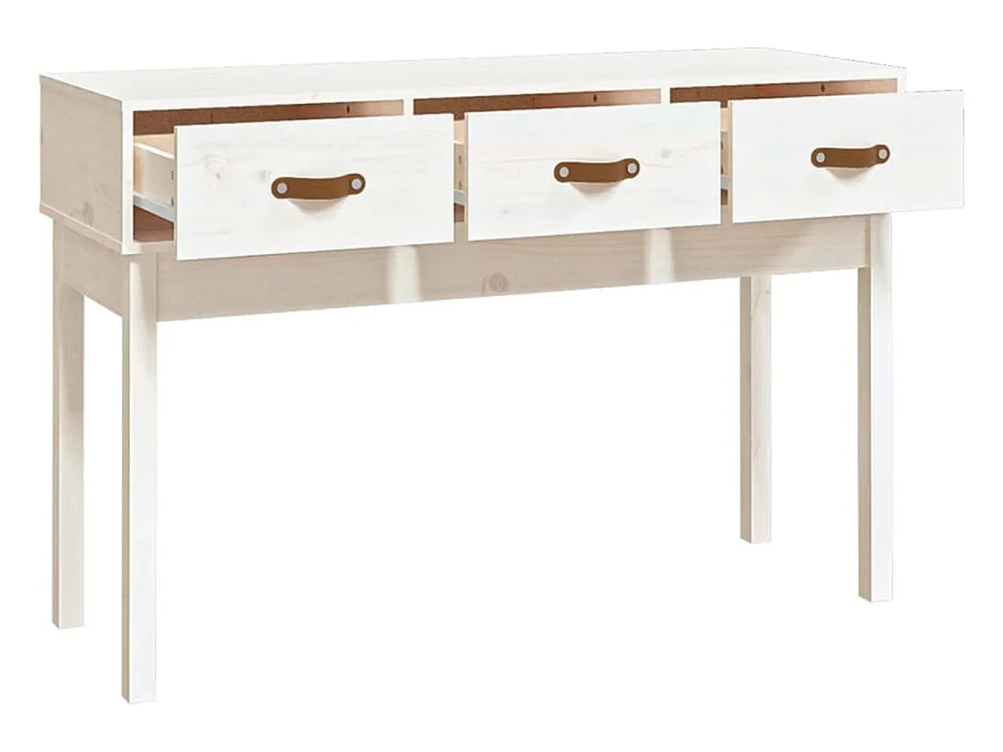 Mesa consola de madera maciza de pino blanco 114x40x75 cm