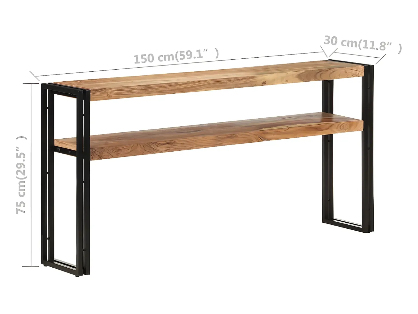 Mesa consola de madera maciza de acacia 150x30x75 cm ES135890