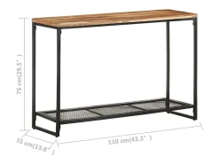 Mesa consola de madera maciza de acacia 110x35x75 cm
