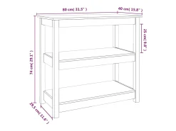 Mesa consola de madera maciza de pino blanco 80x40x74 cm