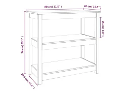 Mesa consola de madera maciza de pino blanco 80x40x74 cm
