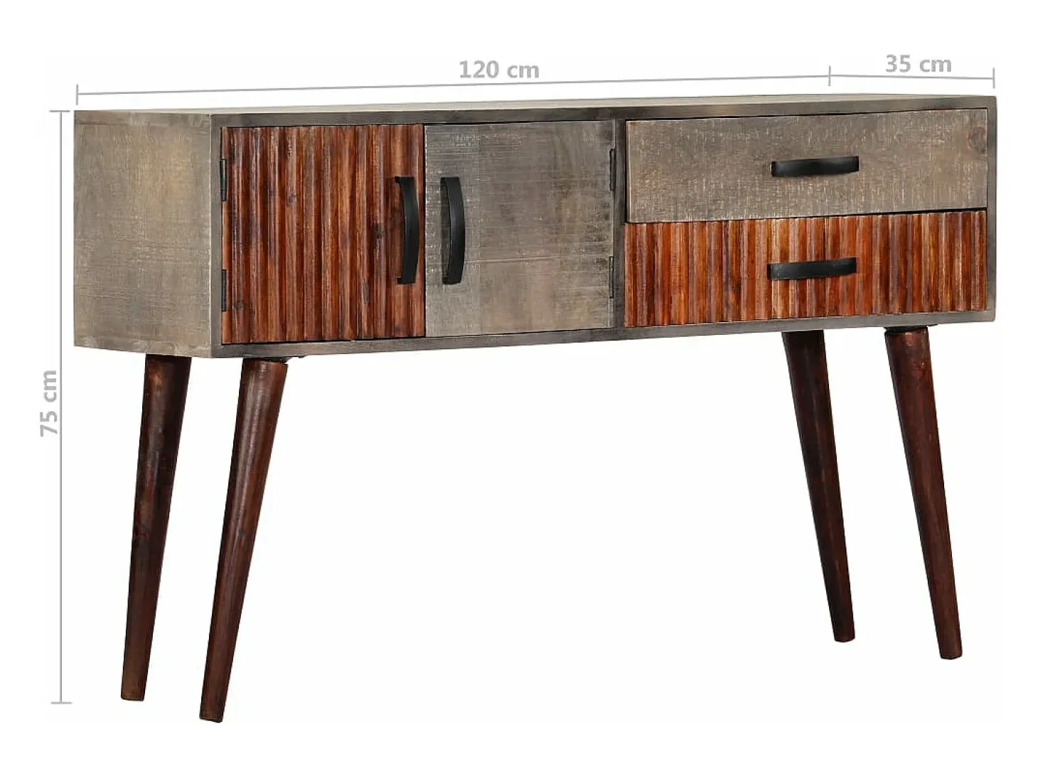 Mesa consola de madera maciza de mango gris 120x35x75 cm