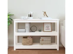Mesa consola de madera maciza de pino blanco 110x40x74 cm