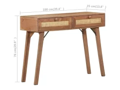 Mesa consola de madera maciza de mango 100x35x76 cm