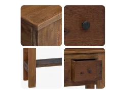 Mesa consola de madera reciclada mixta 80x35x80 cm