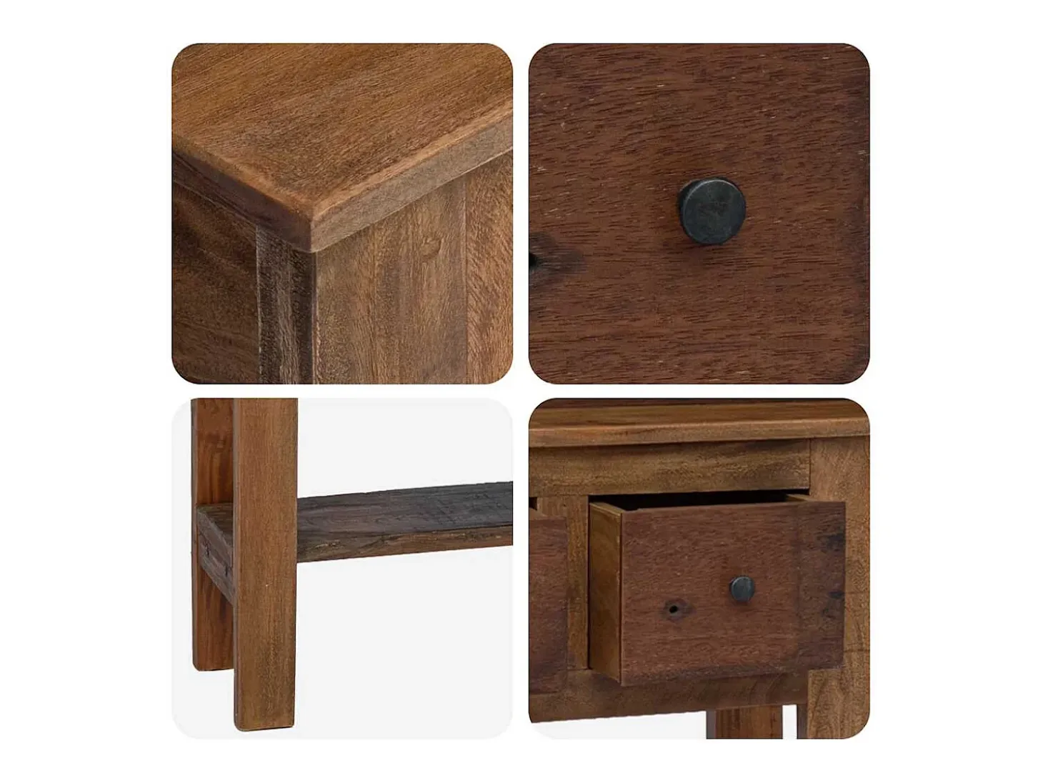 Mesa consola de madera reciclada mixta 80x35x80 cm