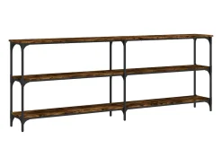 Mesa consola de roble ahumado 200x29x75 cm madera de ingeniería