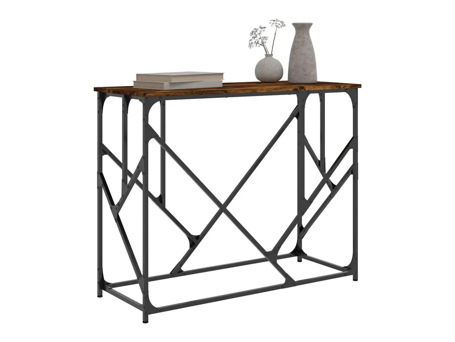 Mesa consola de roble ahumado 100x40x80 cm madera de ingeniería