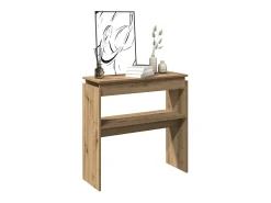 Mesa consola de roble artesanal 80x30x80 cm madera de ingeniería