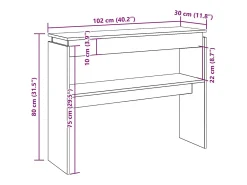 Mesa consola de roble artesanal 102x30x80 cm madera de ingeniería