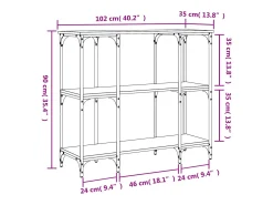 Mesa consola de roble marrón 102x35x90 cm madera de ingeniería