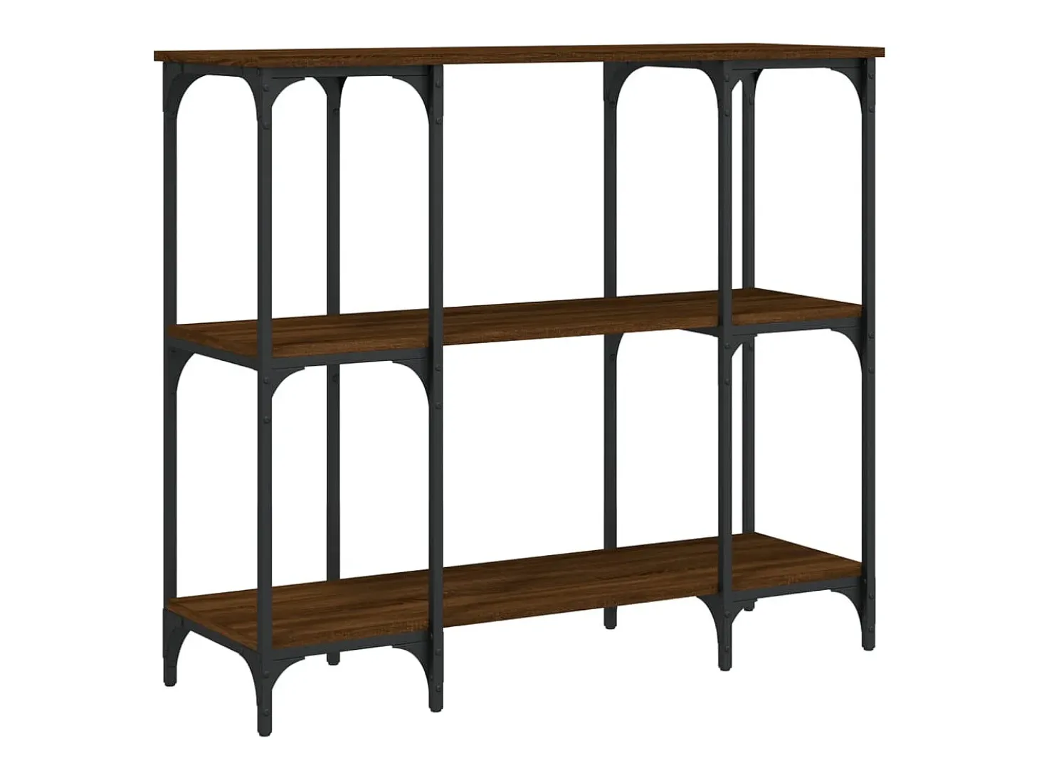 Mesa consola de roble marrón 102x35x90 cm madera de ingeniería