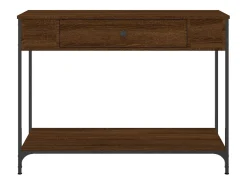 Mesa consola de roble marrón 100x34,5x75 cm madera de ingeniería