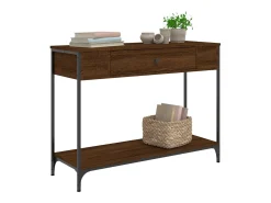 Mesa consola de roble marrón 100x34,5x75 cm madera de ingeniería