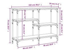 Mesa consola de roble marrón 102x29x75 cm madera de ingeniería
