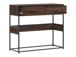 Mesa consola de roble marrón 90x35x80 cm madera de ingeniería
