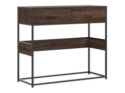 Mesa consola de roble marrón 90x35x80 cm madera de ingeniería