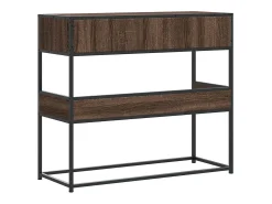Mesa consola de roble marrón 90x35x80 cm madera de ingeniería