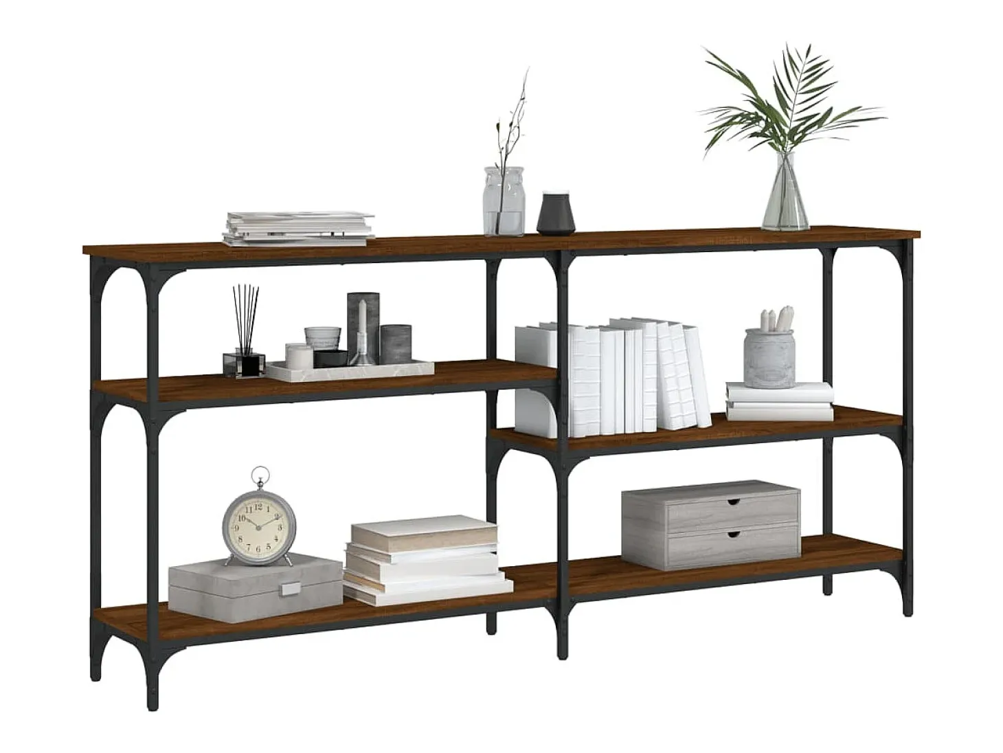 Mesa consola de roble marrón 160x29x75 cm Madera de ingeniería