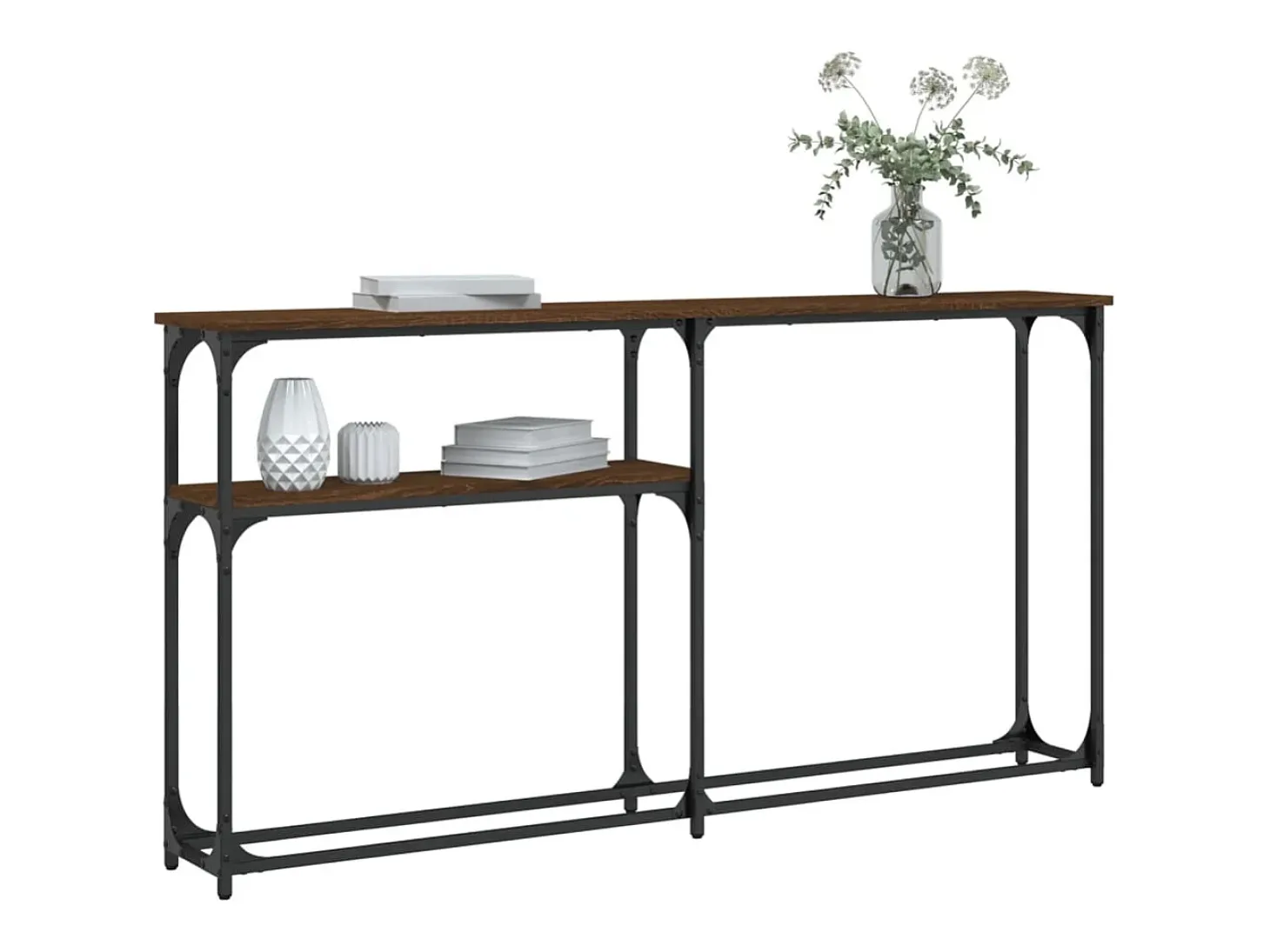 Mesa consola de roble marrón 145x22,5x75 cm madera de ingeniería