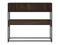 Mesa consola de roble marrón 90x35x80 cm madera de ingeniería
