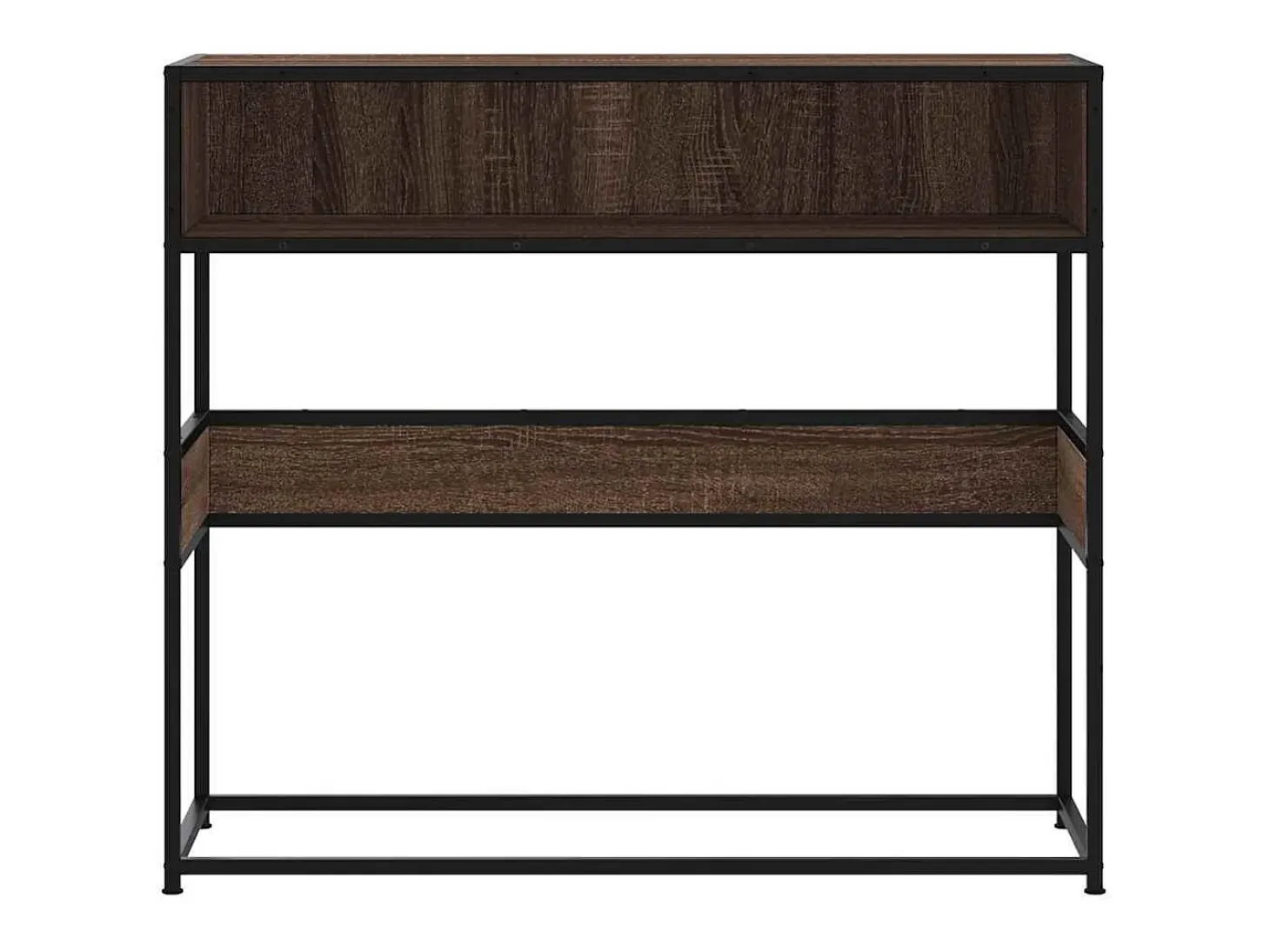 Mesa consola de roble marrón 90x35x80 cm madera de ingeniería