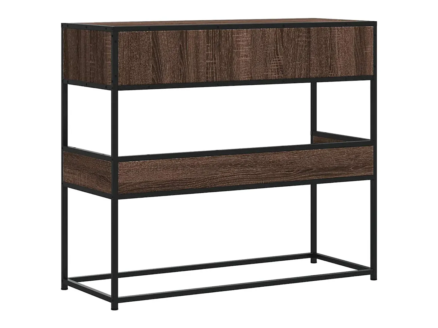 Mesa consola de roble marrón 90x35x80 cm madera de ingeniería