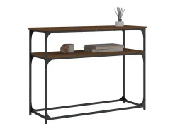 Mesa consola de roble marrón 100x35,5x75 cm madera de ingeniería