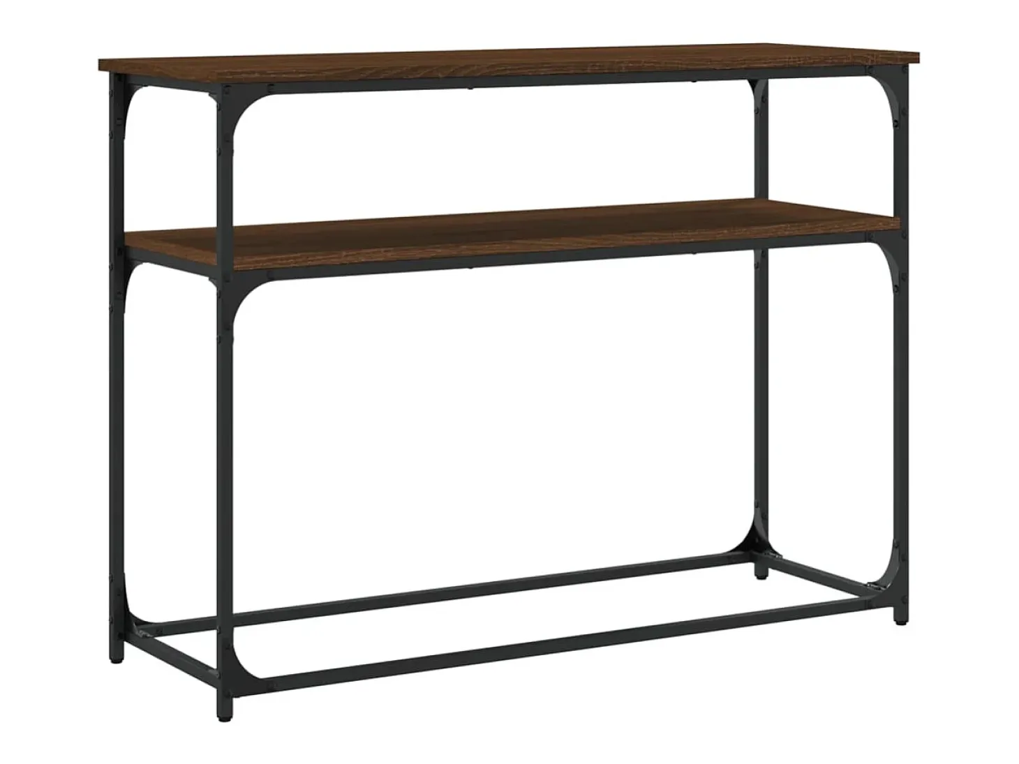 Mesa consola de roble marrón 100x35,5x75 cm madera de ingeniería
