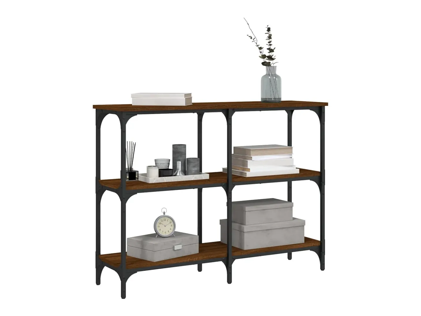 Mesa consola de roble marrón 100x29x75 cm madera de ingeniería