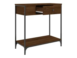 Mesa consola de roble marrón 75x34,5x75 cm madera de ingeniería