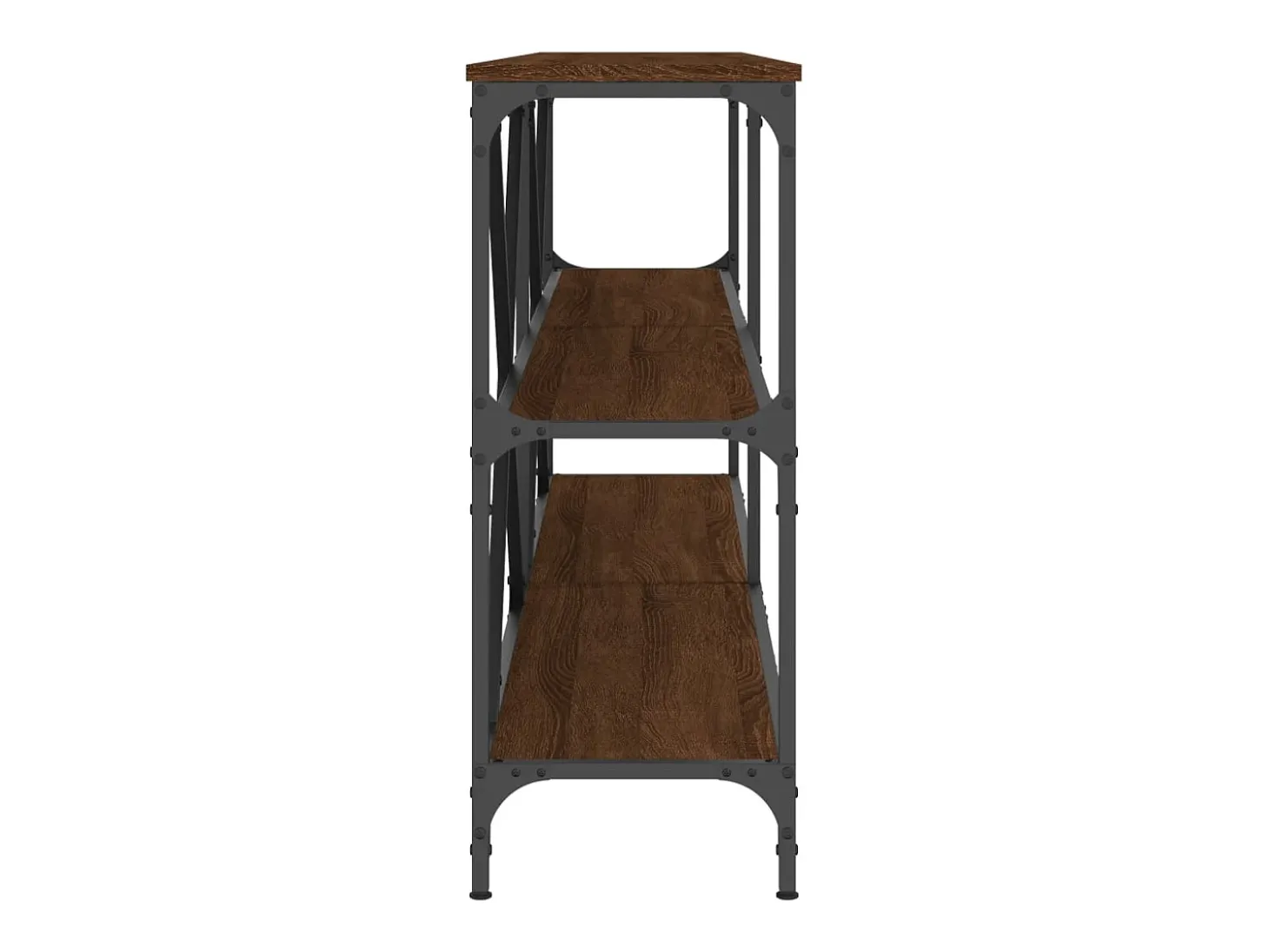 Mesa consola de roble marrón 180x30x75 madera de ingeniería y hierro